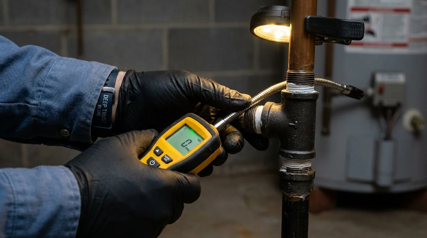 Gas leak detection with electronic sniffer by Johns Plumbing LLC in Wayzata