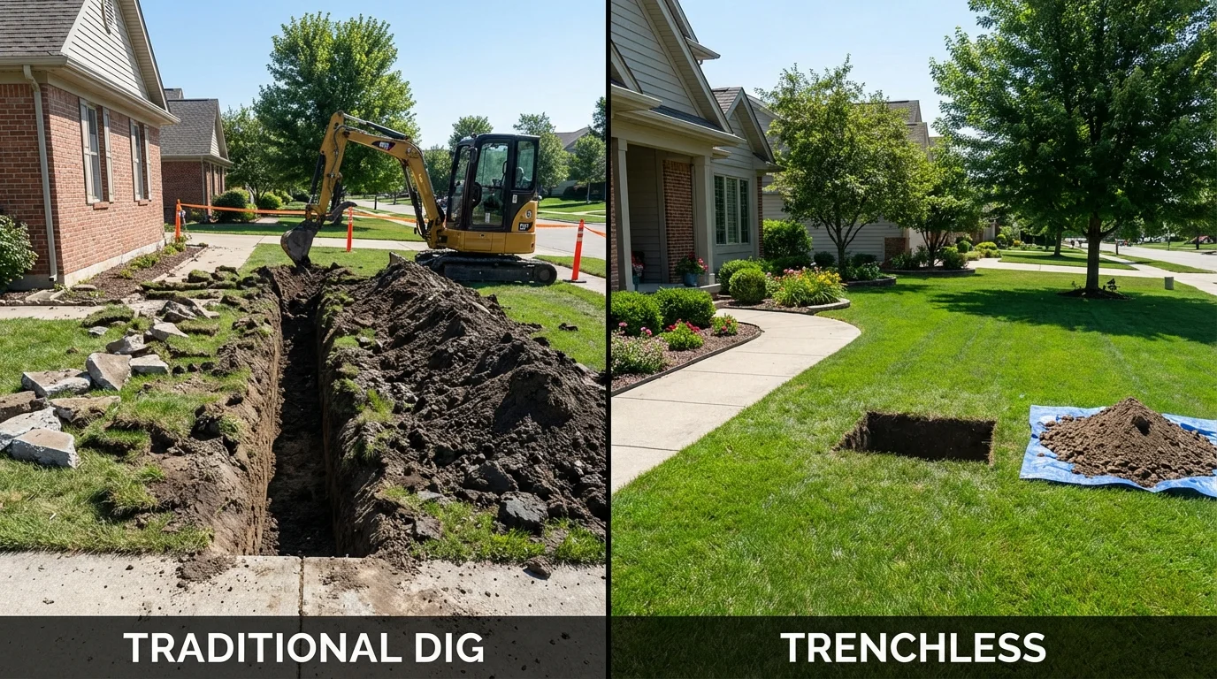 Trenchless sewer repair with minimal yard damage versus traditional excavation in Wayzata, MN